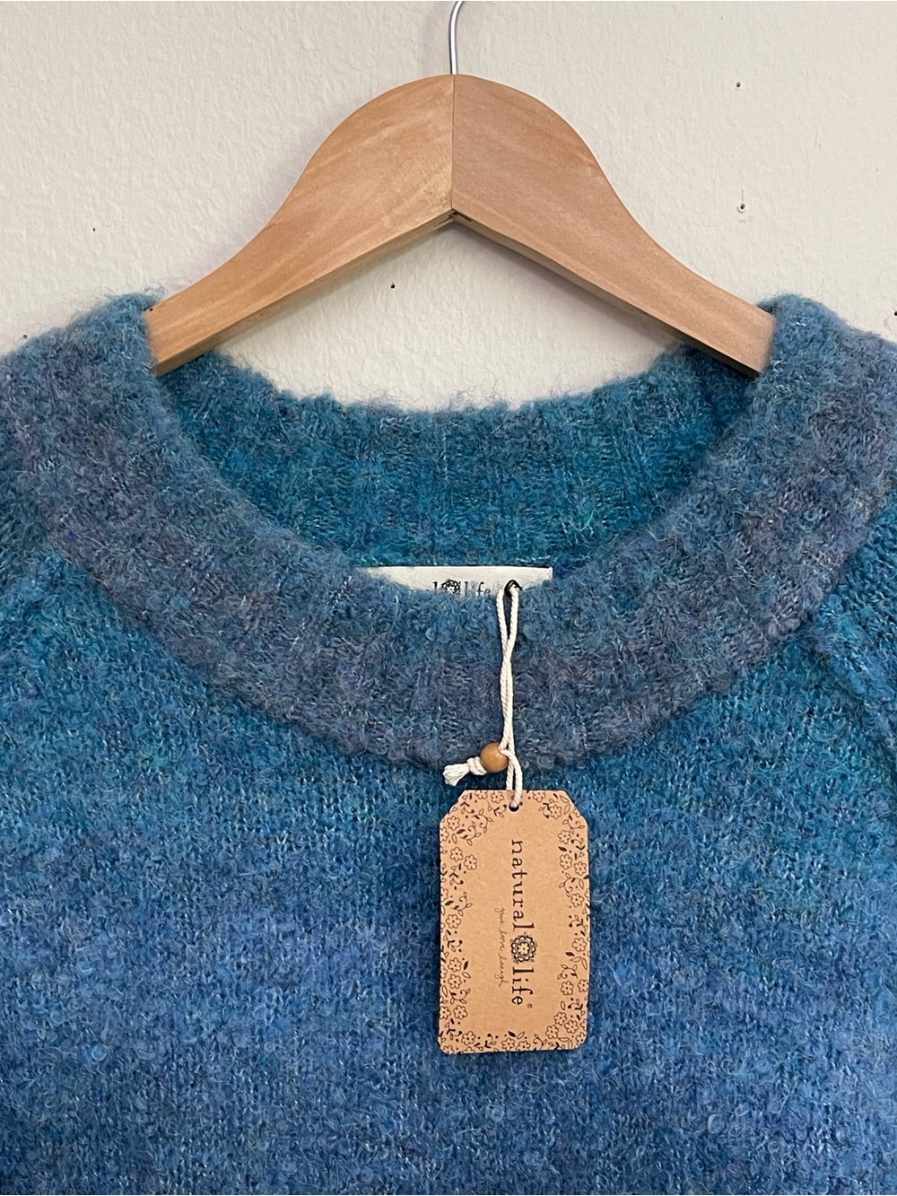 Natural Life Blue Ombré Tunic Sweater size XL Oversized Coastal Chic Boho Artsy - Picture 5 of 9